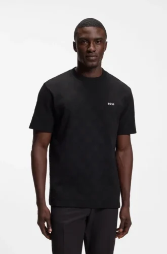 Cotton-blend T-shirt with tennis-ball jacquard