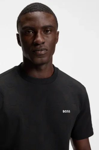 Cotton-blend T-shirt with tennis-ball jacquard