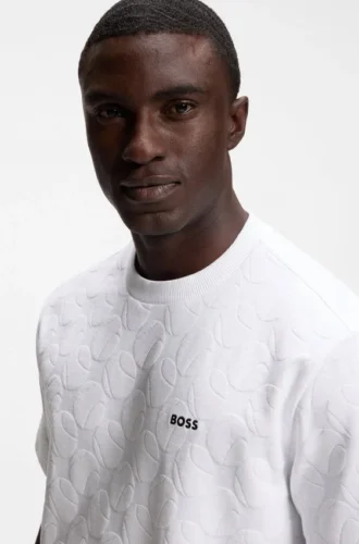 Cotton-blend T-shirt with tennis-ball jacquard