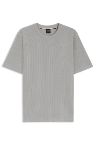 Cotton-blend T-shirt with waffle structure