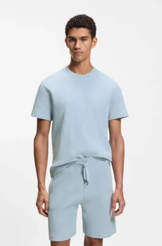 Cotton-blend T-shirt with waffle structure