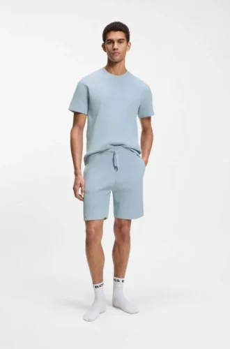 Cotton-blend T-shirt with waffle structure