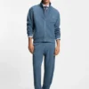 Cotton-blend tracksuit bottoms with drop-needle stripe