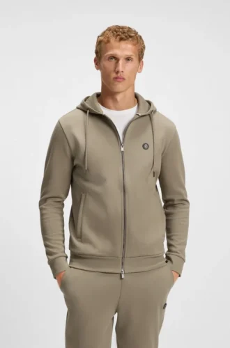 Cotton-blend zip-up hoodie with Double B monogram