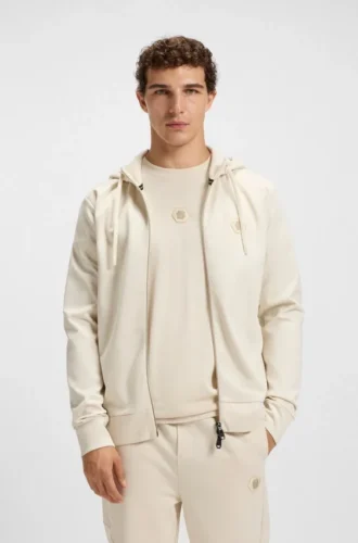 Cotton-blend zip-up hoodie with Double B monogram