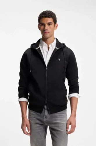 Cotton-blend zip-up hoodie with Double B monogram