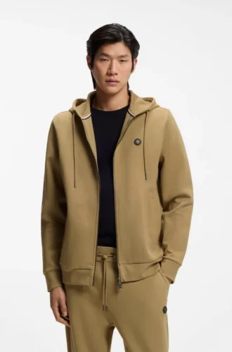 Cotton-blend zip-up hoodie with Double B monogram