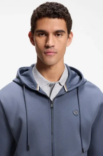 Cotton-blend zip-up hoodie with Double B monogram