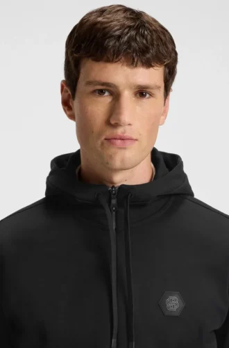Cotton-blend zip-up hoodie with Double B monogram