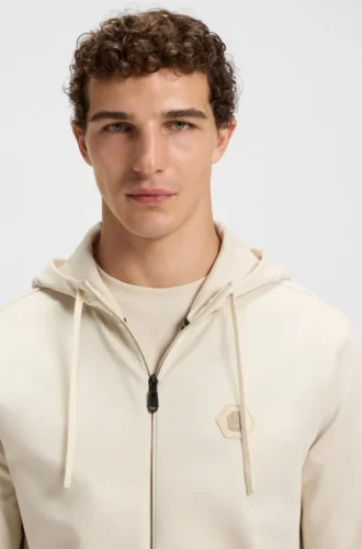 Cotton-blend zip-up hoodie with Double B monogram