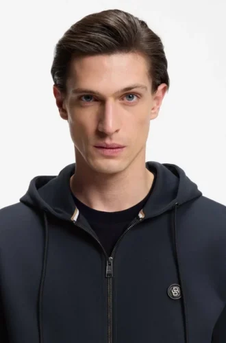 Cotton-blend zip-up hoodie with Double B monogram