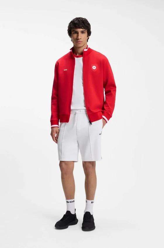 Cotton-blend zip-up sweatshirt with country-flag badge Cotton-blend zip-up sweatshirt with country-flag badge