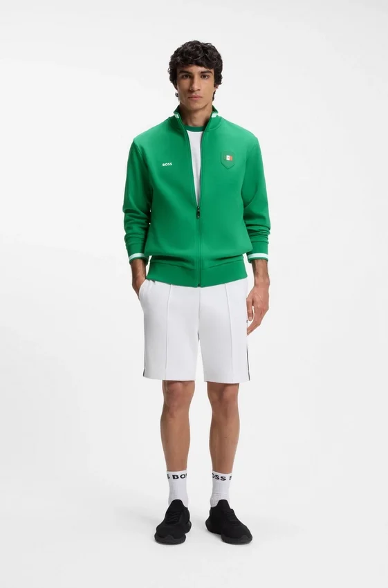 Cotton-blend zip-up sweatshirt with country-flag badge Cotton-blend zip-up sweatshirt with country-flag badge