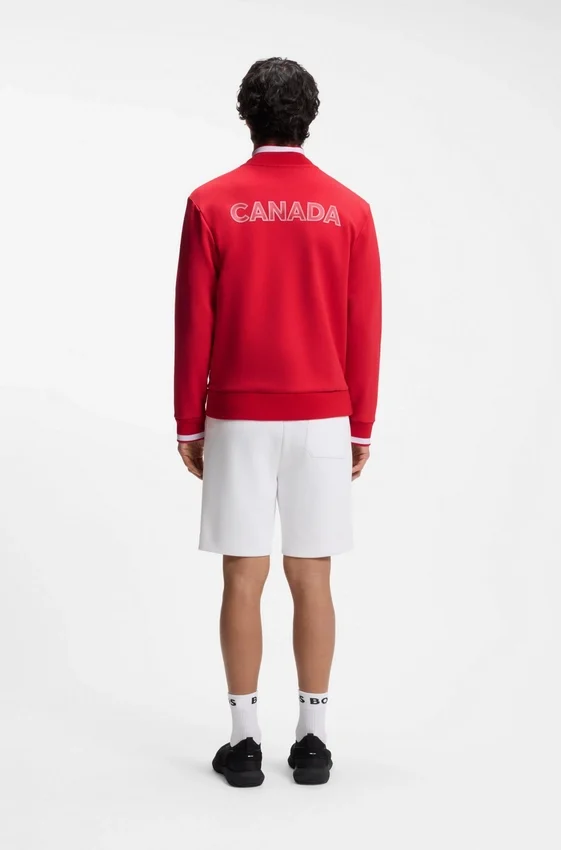 Cotton-blend zip-up sweatshirt with country-flag badge Cotton-blend zip-up sweatshirt with country-flag badge