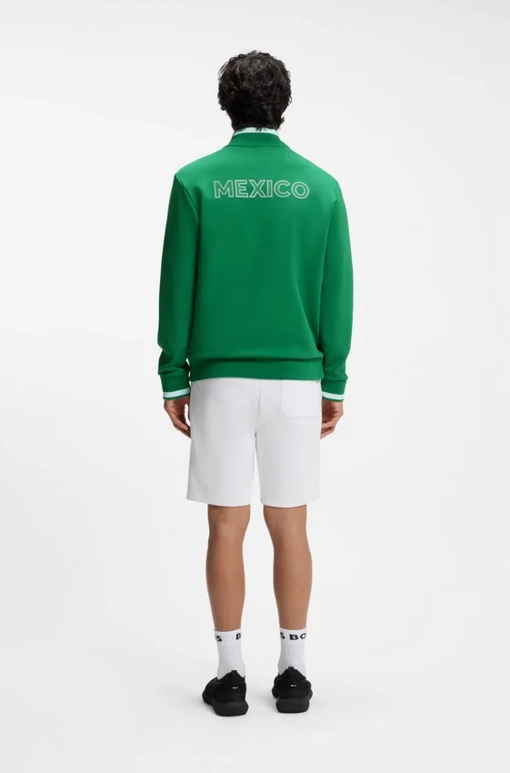 Cotton-blend zip-up sweatshirt with country-flag badge Cotton-blend zip-up sweatshirt with country-flag badge