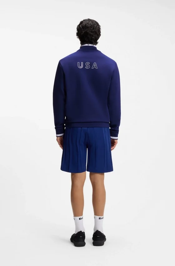 Cotton-blend zip-up sweatshirt with country-flag badge Cotton-blend zip-up sweatshirt with country-flag badge
