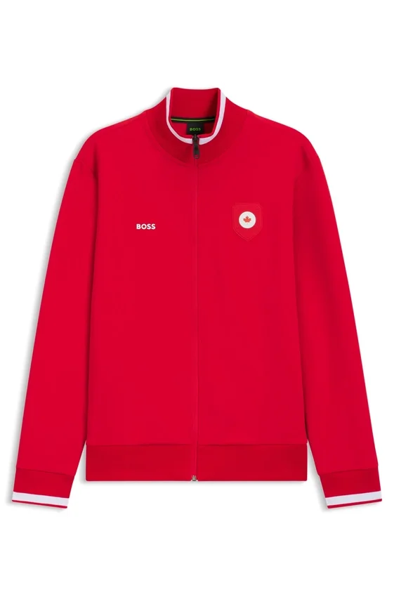 Cotton-blend zip-up sweatshirt with country-flag badge Cotton-blend zip-up sweatshirt with country-flag badge