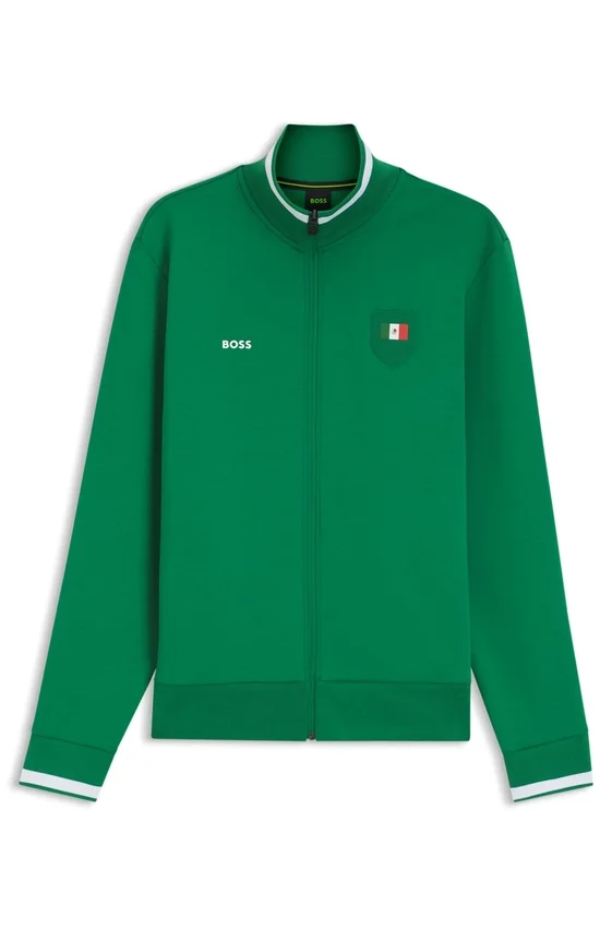 Cotton-blend zip-up sweatshirt with country-flag badge Cotton-blend zip-up sweatshirt with country-flag badge