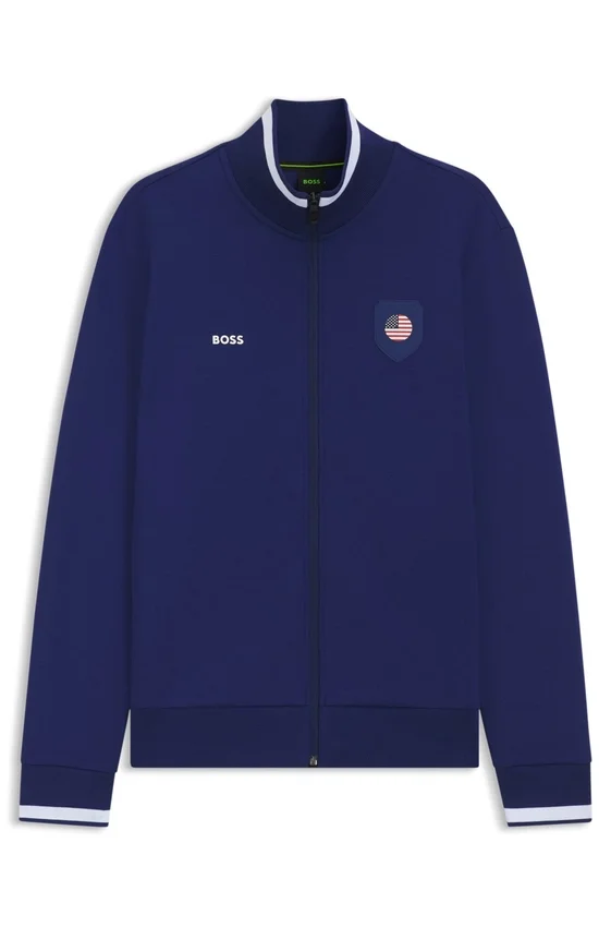 Cotton-blend zip-up sweatshirt with country-flag badge Cotton-blend zip-up sweatshirt with country-flag badge