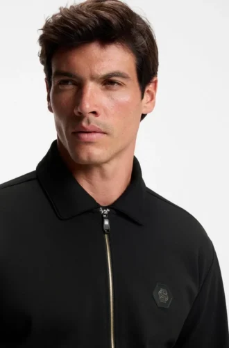 Cotton-blend zip-up sweatshirt with Double B monogram