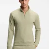 Cotton-blend zipper-neck sweatshirt with waffle structure