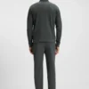 Cotton-blend zipper-neck sweatshirt with waffle structure