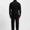 Cotton-blend zipper-neck sweatshirt with waffle structure