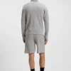 Cotton-blend zipper-neck sweatshirt with waffle structure