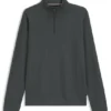 Cotton-blend zipper-neck sweatshirt with waffle structure