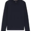 Cotton-blend zipper-neck sweatshirt with waffle structure