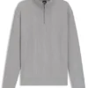 Cotton-blend zipper-neck sweatshirt with waffle structure