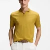 Cotton-jacquard polo shirt with Johnny collar