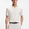 Cotton-jacquard polo shirt with Johnny collar
