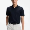 Cotton-jacquard polo shirt with Johnny collar