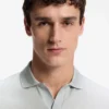 Cotton-jacquard polo shirt with Johnny collar