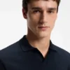 Cotton-jacquard polo shirt with Johnny collar
