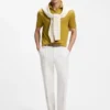 Cotton-jacquard polo shirt with Johnny collar