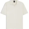 Cotton-jacquard polo shirt with Johnny collar