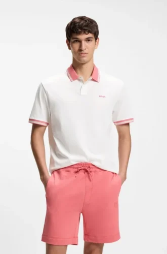Cotton-jersey polo shirt with stripe trims