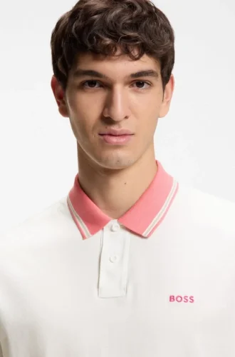 Cotton-jersey polo shirt with stripe trims