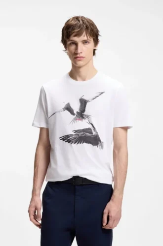 Cotton-jersey T-shirt with animal artwork