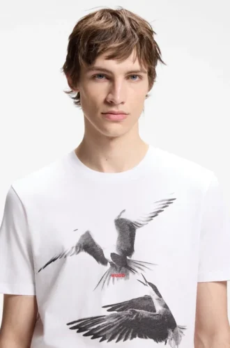 Cotton-jersey T-shirt with animal artwork