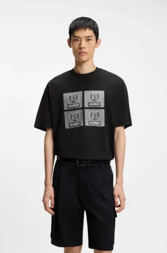 Cotton-jersey T-shirt with biker-inspired artwork