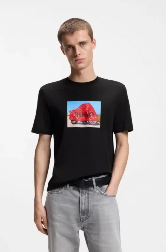 Cotton-jersey T-shirt with biker-inspired artwork