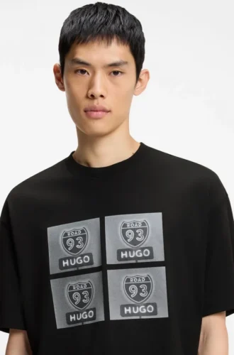 Cotton-jersey T-shirt with biker-inspired artwork