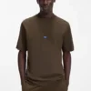 Cotton-jersey T-shirt with blue logo patch