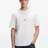 Cotton-jersey T-shirt with blue logo patch