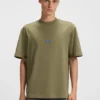 Cotton-jersey T-shirt with blue logo patch