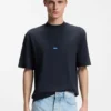 Cotton-jersey T-shirt with blue logo patch