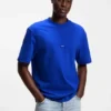 Cotton-jersey T-shirt with blue logo patch